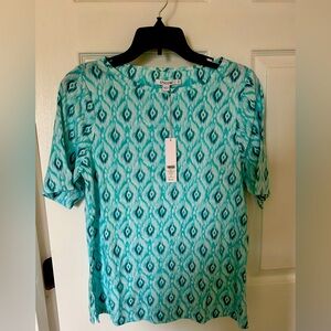 Chico's Blue Fitted Short Sleeve T-Shirt